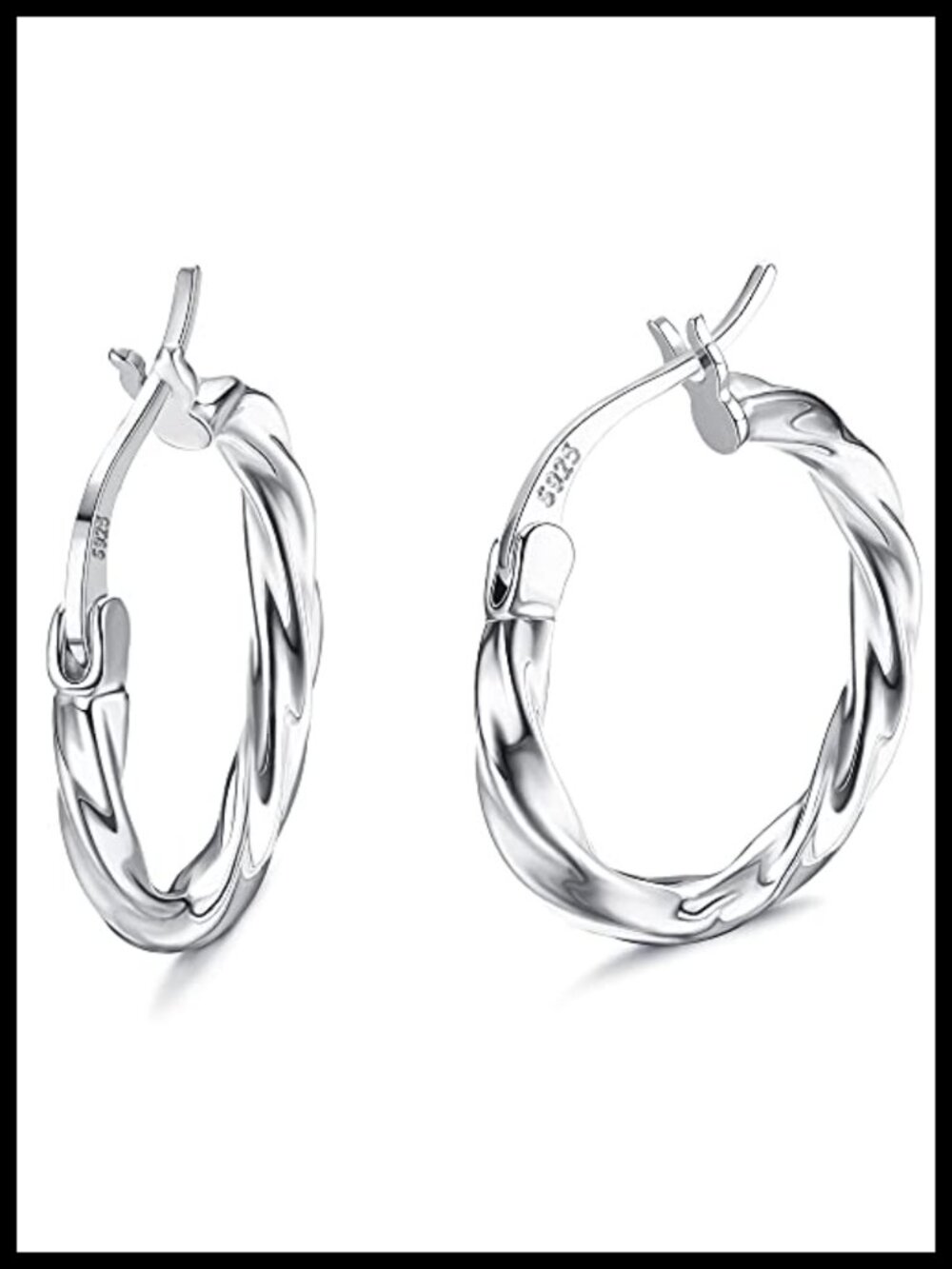 Sterling Silver Twisted Hoop Earrings 2.5mm Snap Closure Lightweight